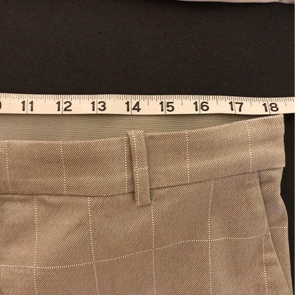 H&M High Rise Dress Pants, Windowpane Plaid Flat Front Trouser 16, Stretch Tan - Picture 13 of 16